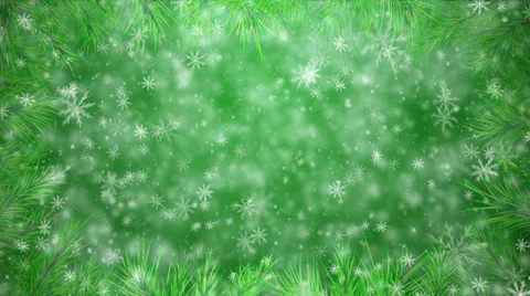 Christmas tree branch, with falling snowflakes Stock Footage 33767374