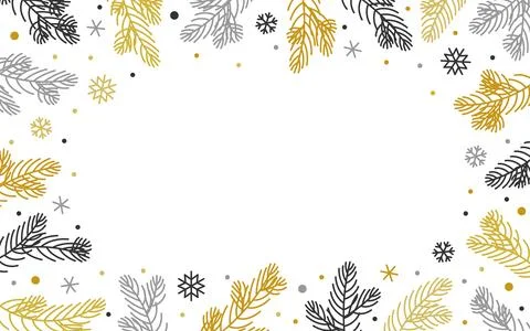 Christmas tree branch snow border fir pine frame 스톡 일러스트