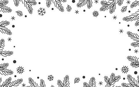 Christmas tree branch snowflake border text frame Stock Illustration