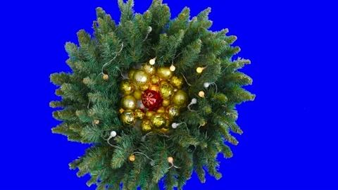 Christmas tree branches against the background of a chroma key Stock Footage 194680389