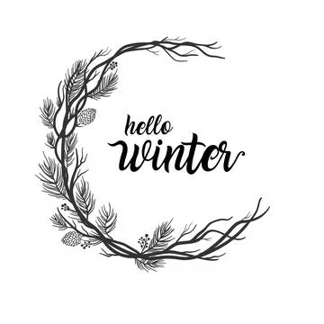 Christmas tree branches and cherry circle frame Stock Illustration
