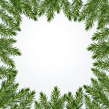 Christmas tree branches background. Border for flyer, cover, presentation Stock Illustration