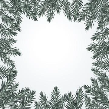 Christmas tree branches background. Border for flyer, cover, presentation Stock Illustration