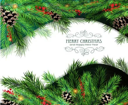Christmas tree branches background Stock Illustration