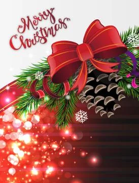 Christmas tree branches with cone Stock Illustration