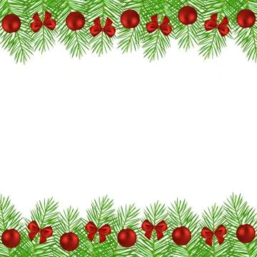 Christmas tree branches decorated Stock Illustration