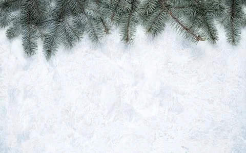Christmas tree branches that form the frame for the Christmas background Stock Photos