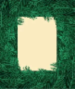 Christmas tree branches Frame pixel art. Xmas Background branch of pine 8bit. Illustrazione stock