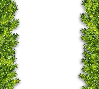 Christmas tree branches frame vector Stock Illustration