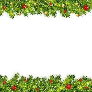 Christmas tree branches frame vector Stock Illustration