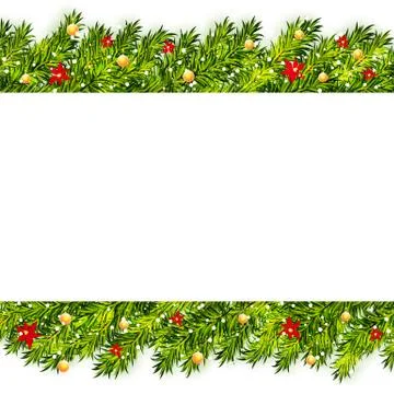 Christmas tree branches frame vector Stock Illustration