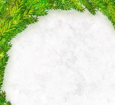 Christmas tree branches frame vector Stock Illustration