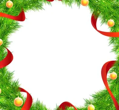 Christmas tree branches frame vector Stock Illustration