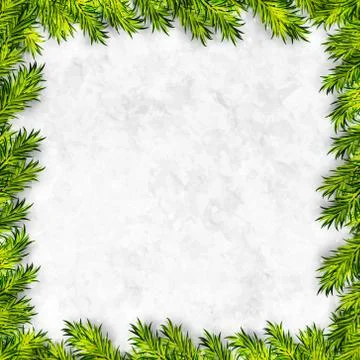 Christmas tree branches frame vector background Stock Illustration