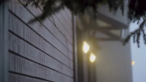 Christmas tree branches, lanterns on the background. Stock Footage 146105204