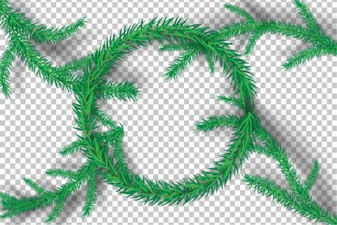 Christmas tree branches on tranparency background.vector Ilustração Stock