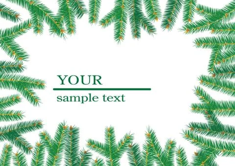 Christmas tree branchs frame. Stock Illustration