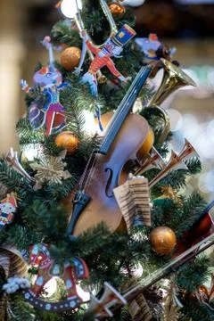 Christmas tree. Bright composition of decorations Stock Photos