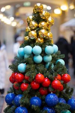 Christmas tree. Bright composition of decorations Stock Photos