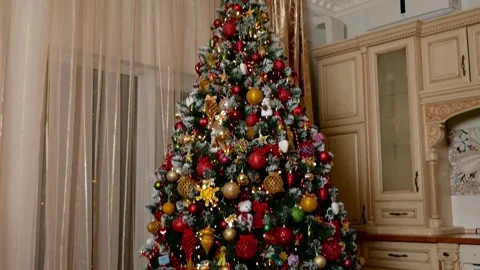 Christmas tree camera slides from top to down Stock Footage 165240541