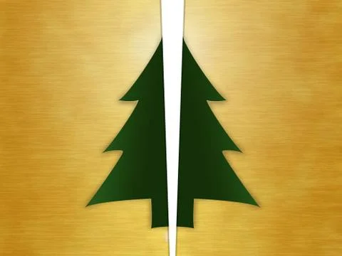 Christmas tree card cut out gold bronze gilded golden Stock Photos