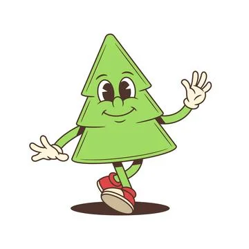 Christmas Tree Cartoon Character Vector Illustration Waving Winking Wearing.. Ilustración de archivo