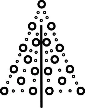 Christmas tree with central trunk and various circles icon Иллюстрация
