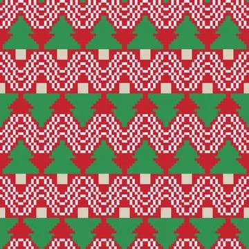Christmas Tree Chevron Knitting seamless pattern design Stock Illustration