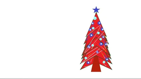 Christmas tree with Christmas and New Year garlands changing colors. Stock Footage 291633763