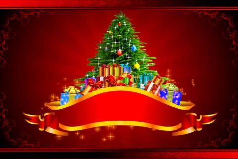 Christmas tree on christmas background Stock Illustration