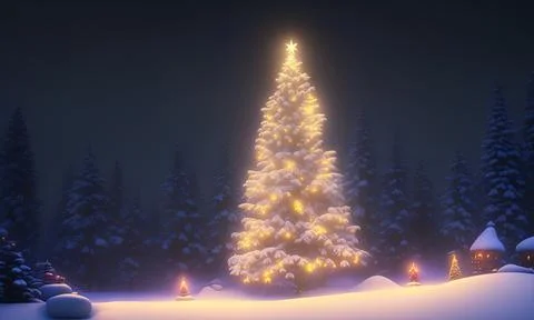 Christmas tree in Christmas night Stock Illustration