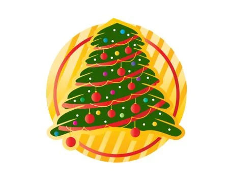 Christmas tree with circle Stock Illustration