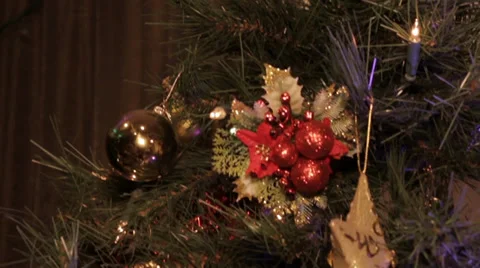 Christmas Tree Close up slide Stock Footage 33793267