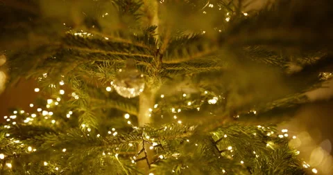 Christmas Tree Closeup with Festive Lights and Baubles Stock Footage 329530274
