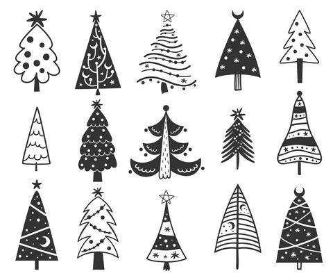 Christmas tree collection Stock Illustration
