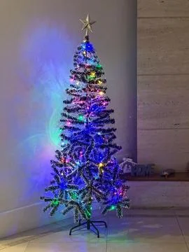 Christmas Tree with Colored Lights Stock Photos