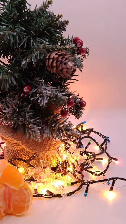 Christmas tree with colorful lights Stock Footage 322675150