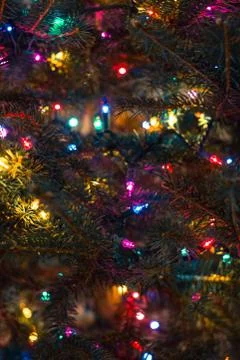 Christmas Tree & Colorful Lights Stock Photos