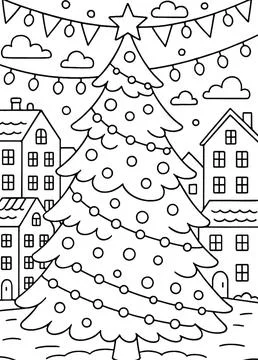 Christmas tree coloring Stock Illustration