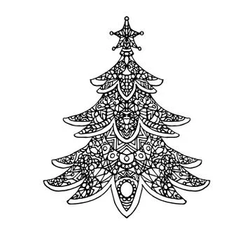 Christmas Tree Coloring Page Stock Illustration