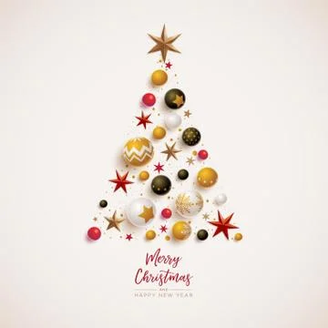 Christmas tree composition with festive decorations. Illustrazione stock