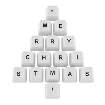 Christmas tree from computer keyboard button, 3D rendering Illustrazione stock