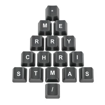 Christmas Tree from computer keyboard button, 3D rendering Illustrazione stock