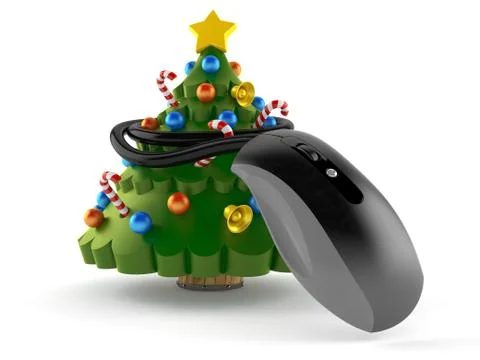 Christmas tree with computer mouse Illustrazione stock