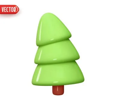 Christmas tree. Cone pine tree. Holiday decoration element. Festive Christmas Stock Illustration