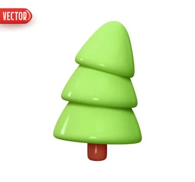 Christmas tree. Cone pine tree. Holiday decoration element. Festive Christmas Stock Illustration