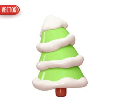 Christmas tree. Cone pine tree. Holiday decoration element. Festive Christmas Stock Illustration