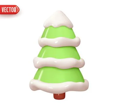 Christmas tree. Cone pine tree. Holiday decoration element. Festive Christmas Stock Illustration