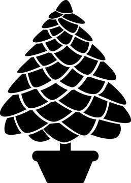 Christmas tree cone shape icon in pot Stock Illustration