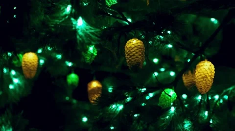 Christmas tree with cones, night, 스톡 동영상 58079365